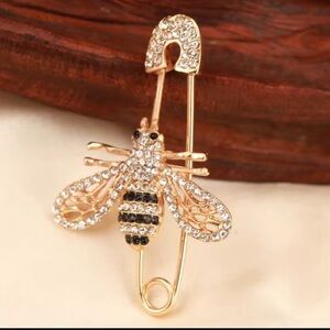 Gold and Black Crystal Bee Brooch